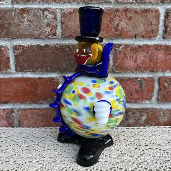 Vintage Art Glass Clown Figurine Taper Candle Holder - Picture 2 of 15